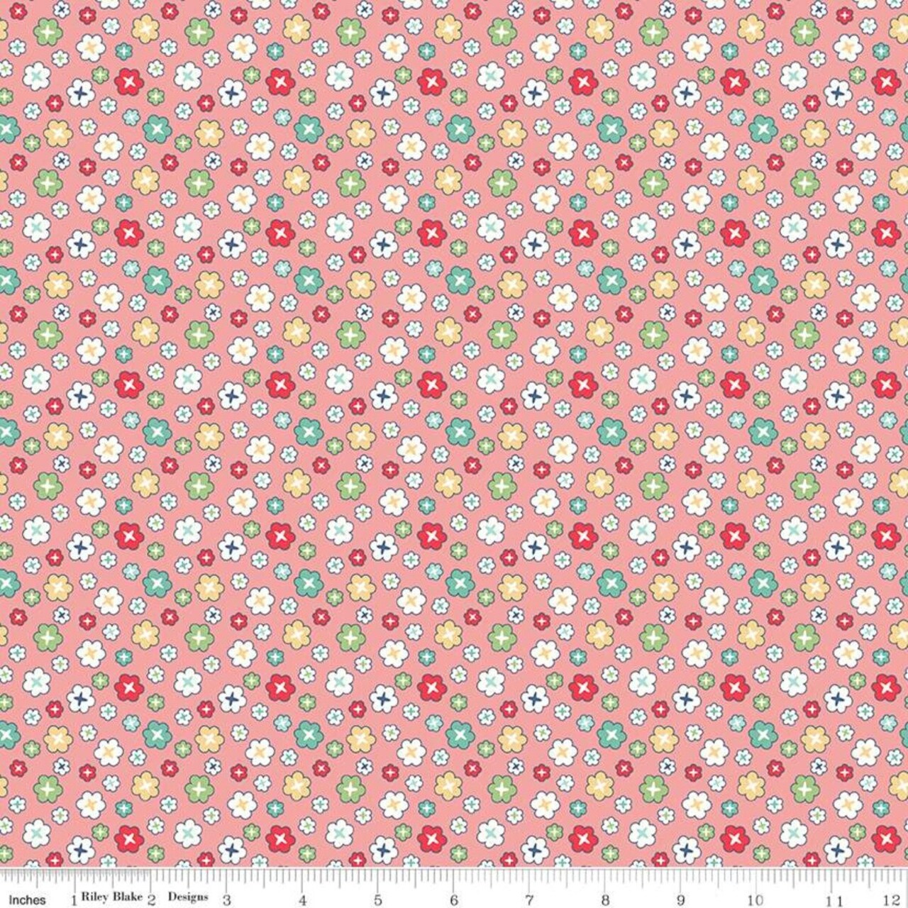 Fabric Riley Blake Coral Blossom Vintage Happy 2 108" Wide Back by the Quarter Yard WB9136-CORAL